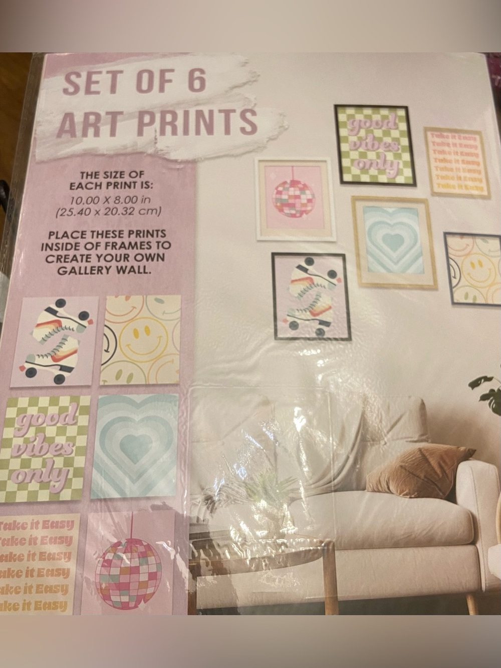 Set of 6 Pastel Wall Art Prints Good Vibes Only